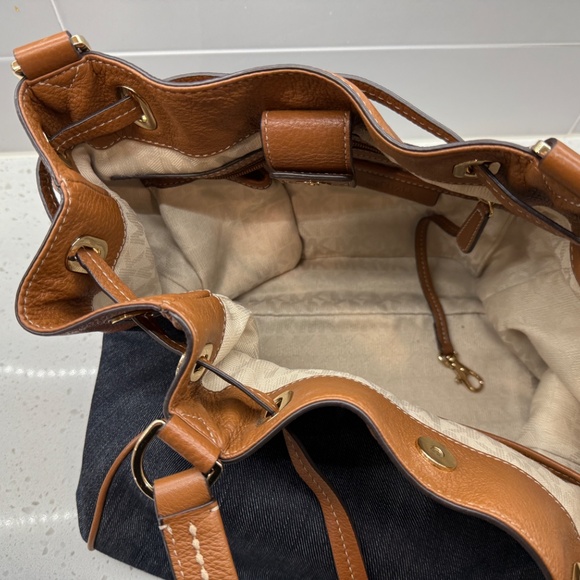 Michael Kors Denim and Leather Drawstring Bag - Picture 3 of 6